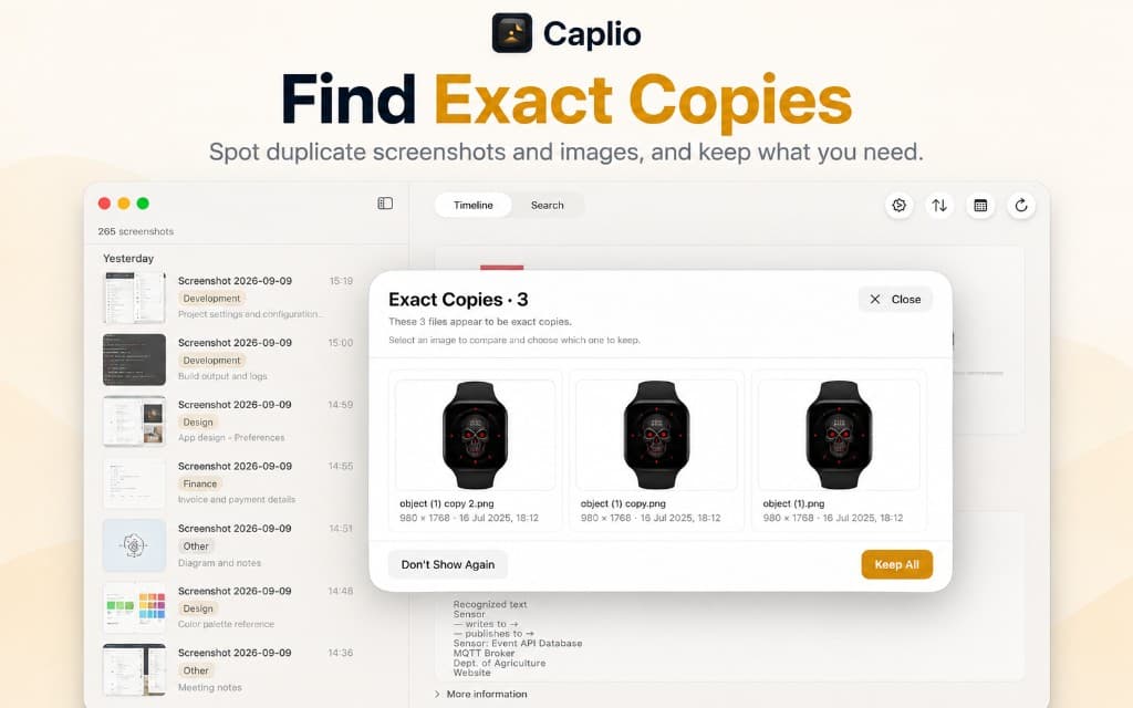 Caplio Exact Copies review showing duplicate screenshots side by side