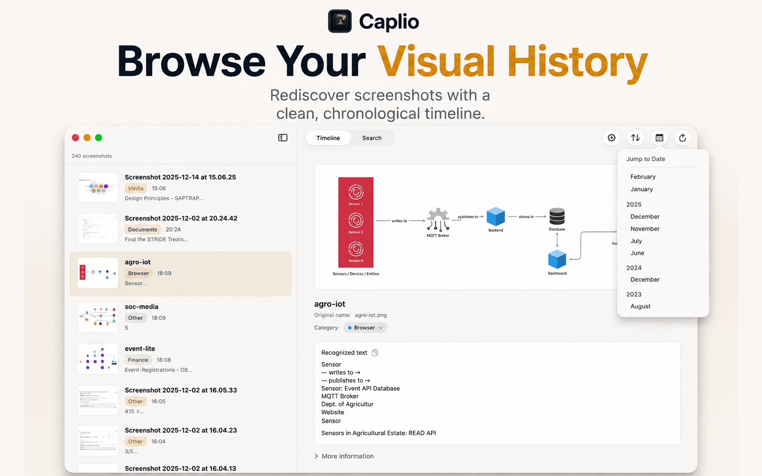 Caplio timeline library view